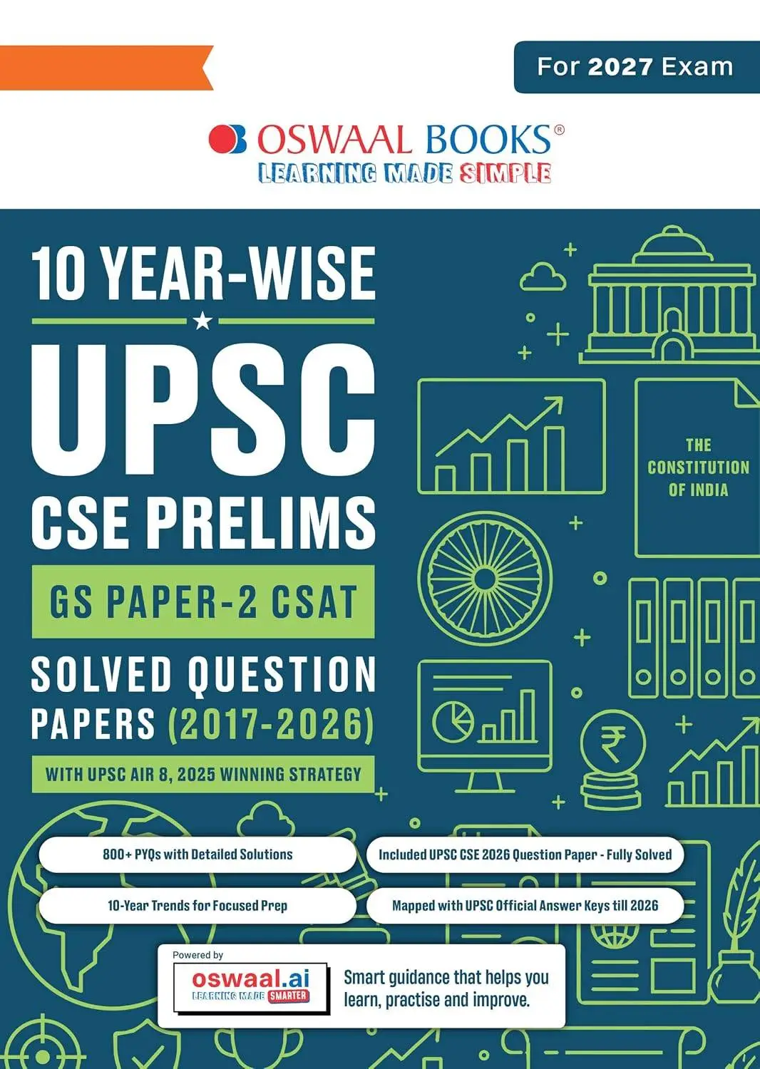 Oswaal UPSC CSE Prelims 10 Years Solved Papers | GS Paper 2 |CSAT | Year-wise 2017–2026 | 9789309249297