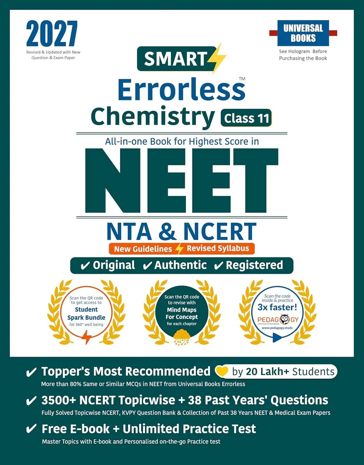 Smart Errorless Chemistry NEET Class 11 (2027) | NCERT Based | 3500+ Topicwise & New Pattern Questions | 38 Past Years Papers | 9789349550148