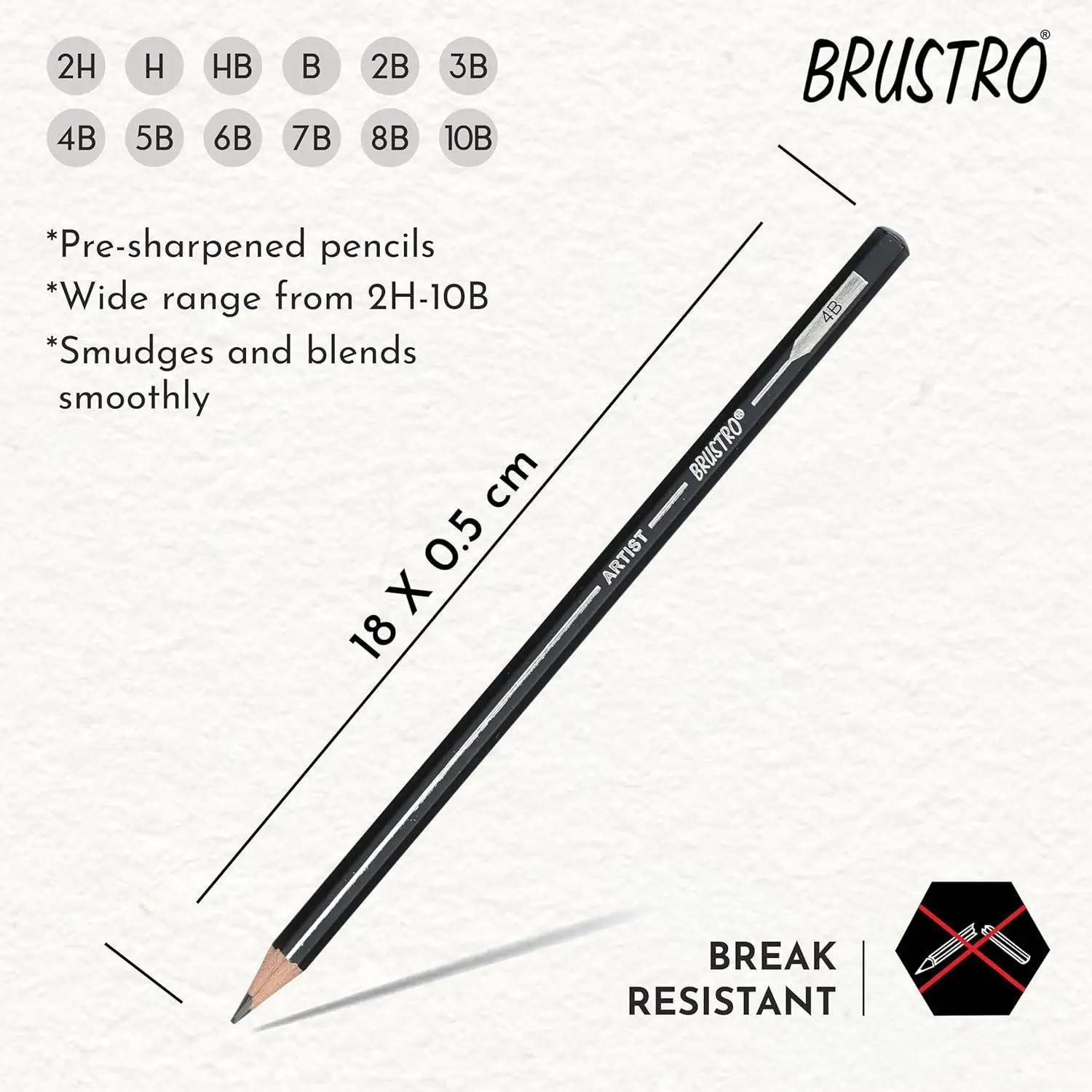 BRUSTRO Artists Graphite Pencils view 2