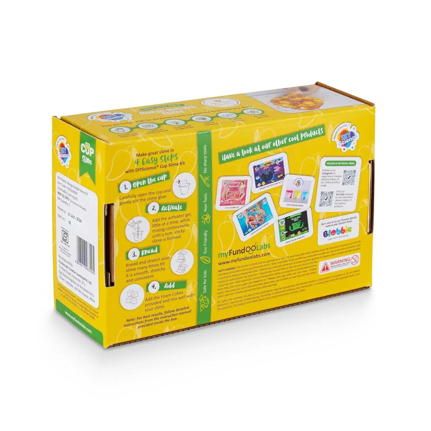 Mango Delight Slime Kit, Slime Making Kit, 8+ Years, Make Super Shiny & Stretchy Jelly Cube Slime, Mango Scented Slime Glitter Glue, Activator Gel, Ultralight Foam Cubes view 8