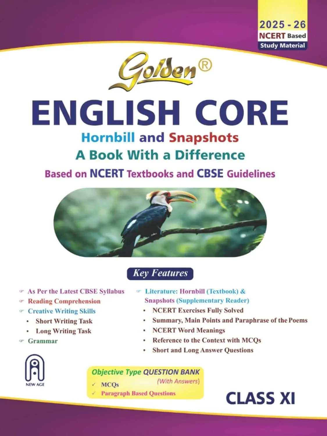 Golden English Class 11 : Based on CBSE Guidelines & NEW NCERT Textbooks Hornbill & Snapshots For 2027 | 9788122484007