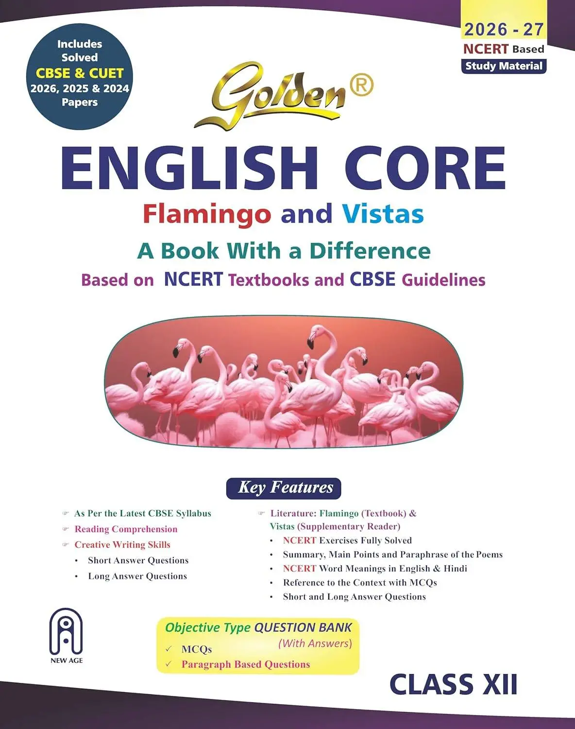 Golden English Class 12 | Based on NEW NCERT Textbooks Flamingo and Vistas for CBSE 2027 | 9788122484014
