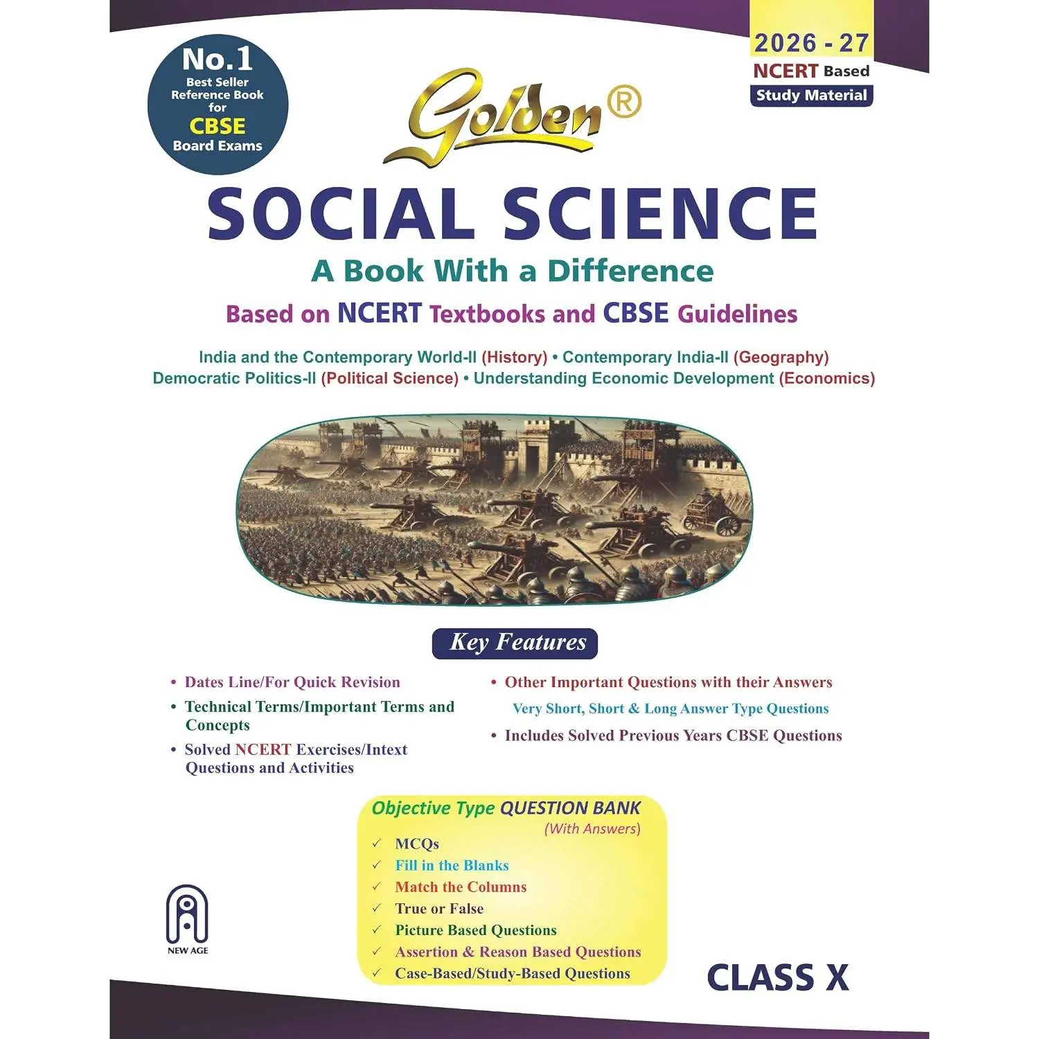 Golden Social Science Study Material Based on NCERT for Class-10 | For CBSE 2027 Board Exams | 9788122449563