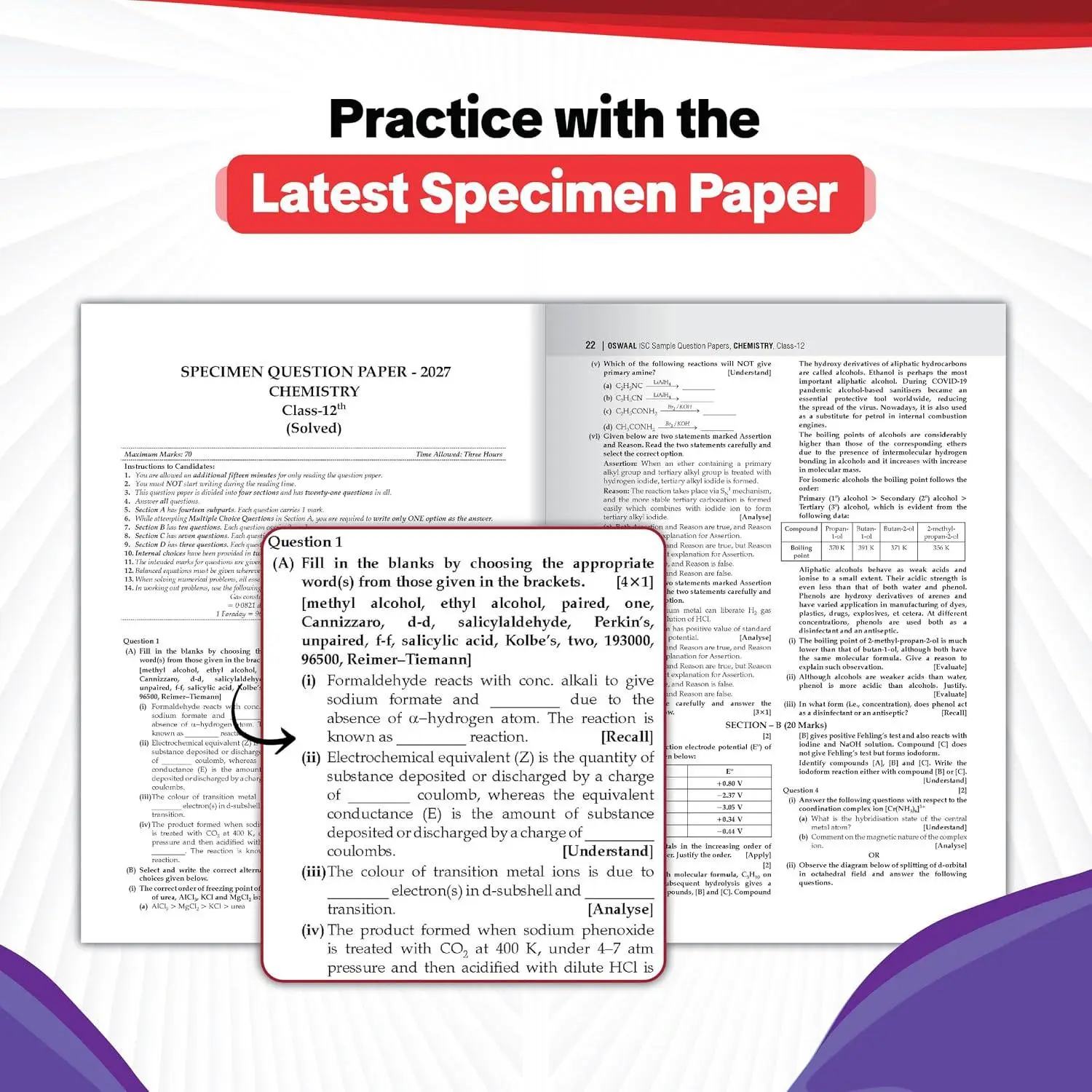 Oswaal ISC  10 Sample Question Papers  Class 12 Chemistry For 2027 Exam | 9788167291202 view 3