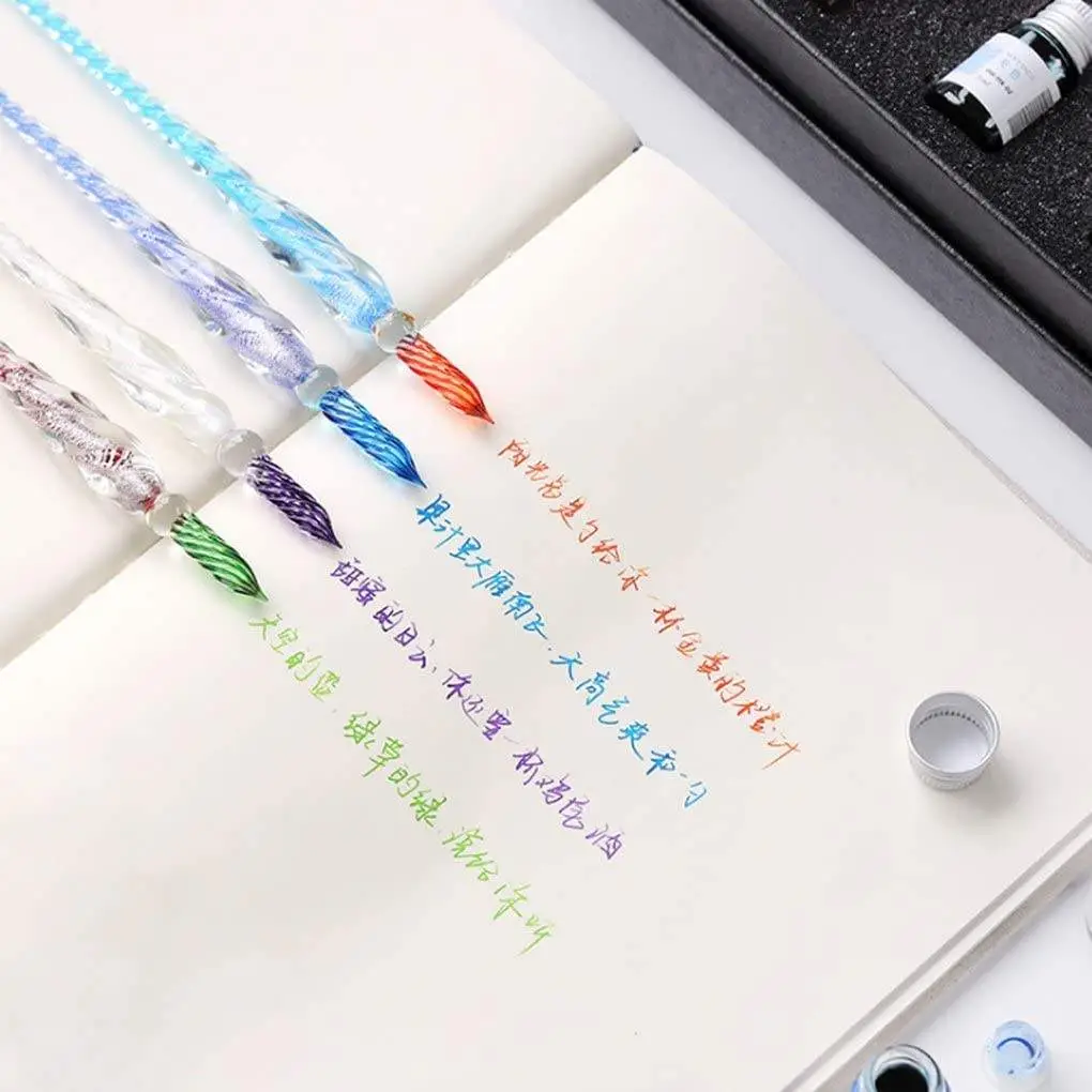 Crystal Glass Dip Pen with 12 Colors Ink Set for Calligraphy, Writing, Signatures, Art & Drawing (1 Crystal Pen & 12 Bottles of Ink) view 7