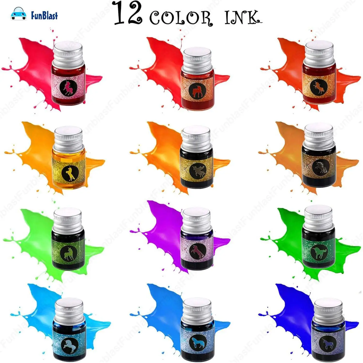 Crystal Glass Dip Pen with 12 Colors Ink Set for Calligraphy, Writing, Signatures, Art & Drawing (1 Crystal Pen & 12 Bottles of Ink) view 4