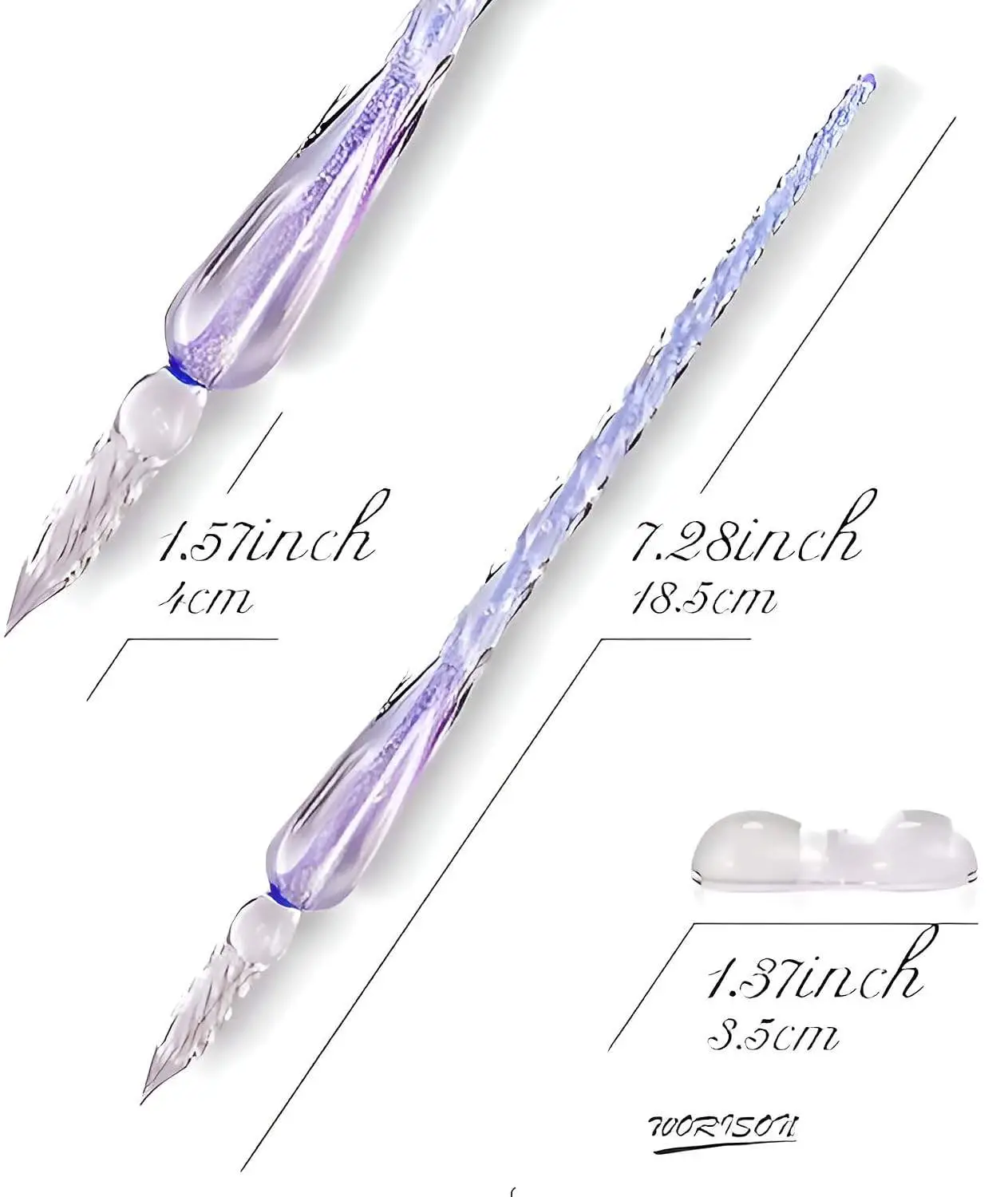 Crystal Glass Dip Pen and Ink Set, Glass Calligraphy Pens with Ink and Holder, Crystal Signature Pen for Art Painting, Writing, Decoration and Business Gift (3 Pcs) view 3