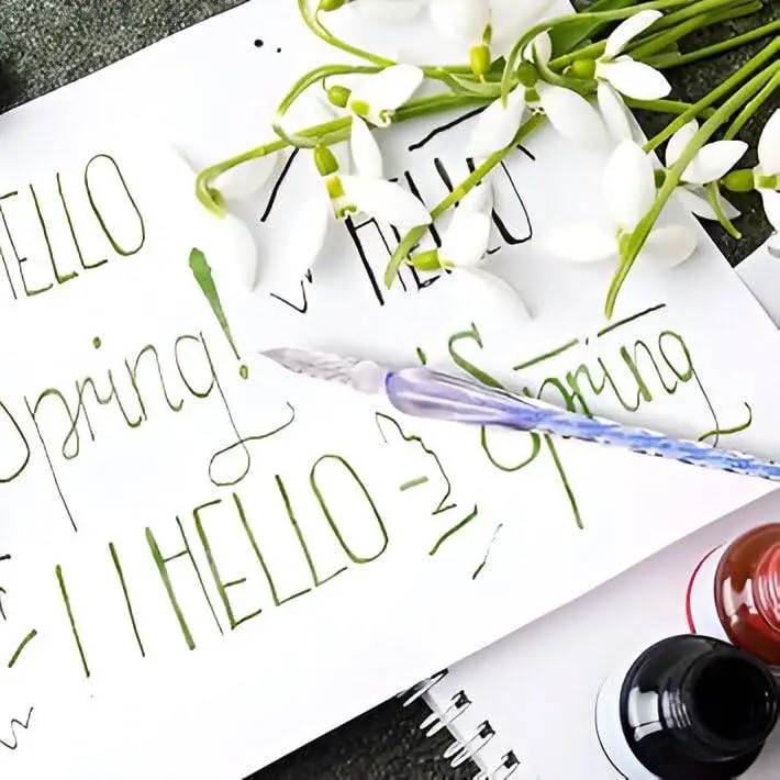 Crystal Glass Dip Pen and Ink Set, Glass Calligraphy Pens with Ink and Holder, Crystal Signature Pen for Art Painting, Writing, Decoration and Business Gift (3 Pcs) view 5