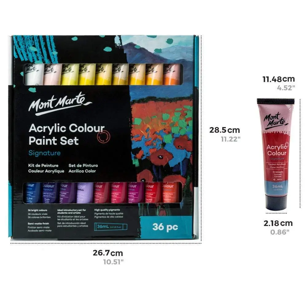 Mont Marte Acrylic Paint Set 36 Colors, 36ml, Multicolour view 2