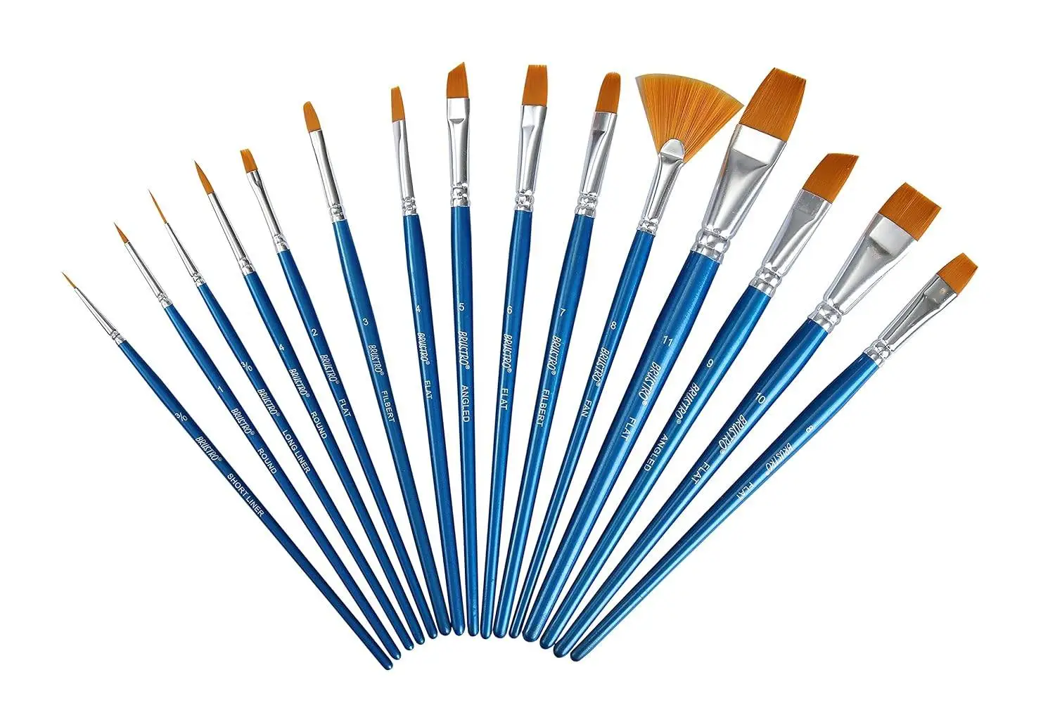 Brustro Taklon Synthetic Hair Short Handle Artists Brush Set of 15 in a Premium Zippered Brush Wallet view 3