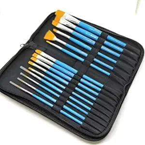 Brustro Taklon Synthetic Hair Short Handle Artists Brush Set of 15 in a Premium Zippered Brush Wallet view 6