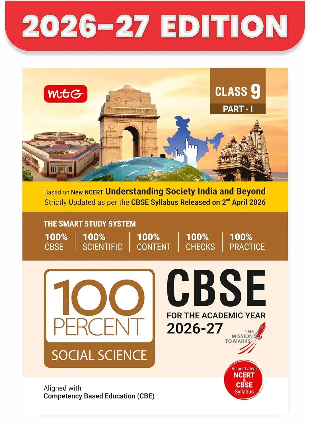MTG 100 Percent NCERT & CBSE Social-Science Class 9 (Part-1) For 2026-27 Exam | 9789375441175