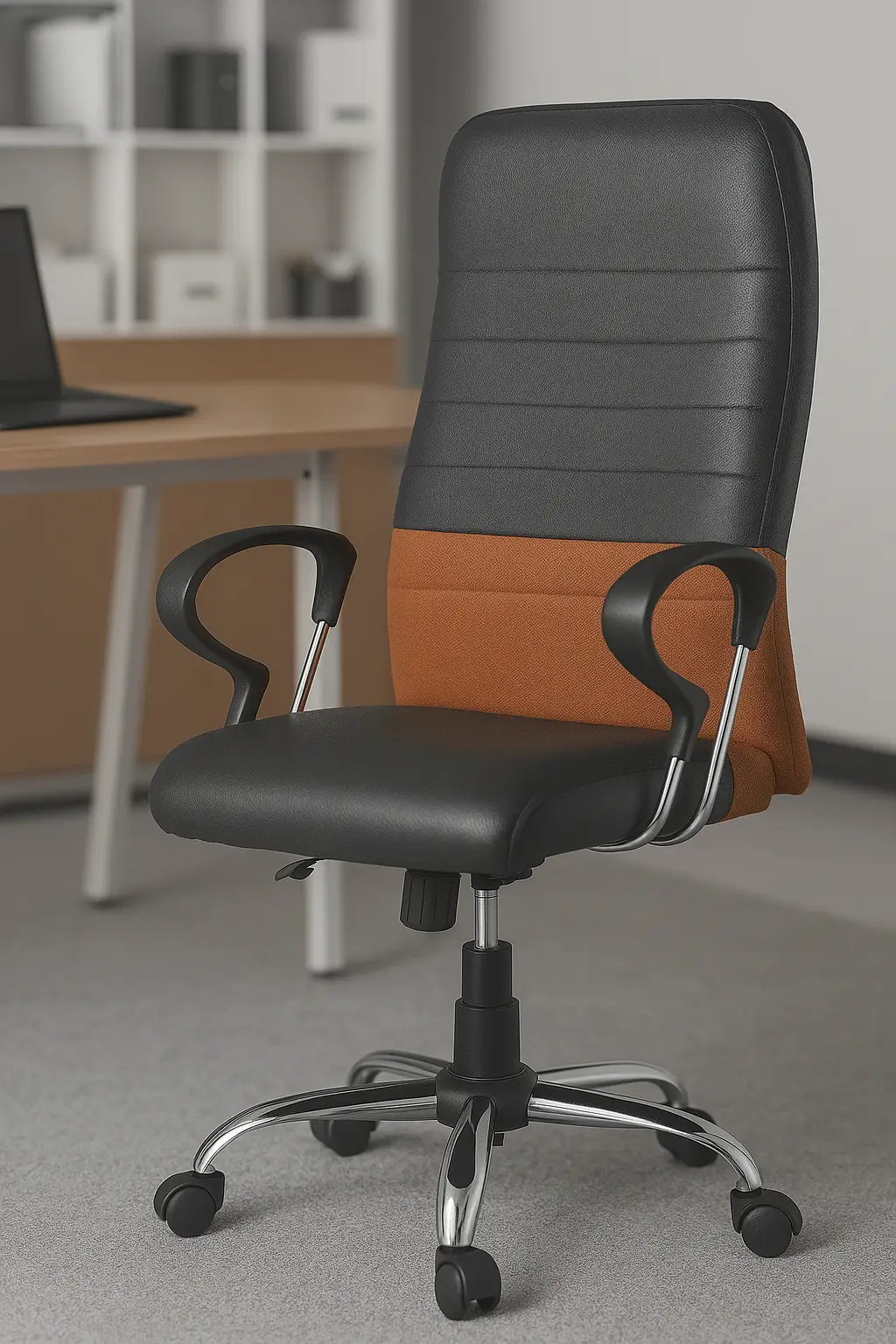 Craftswell H-503 Ergonomic Office Chair – Dual Tone Design with Chrome Base