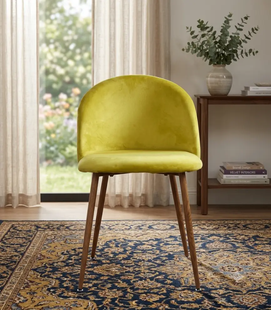 Craftswell Yellow Velvet Accent Chair