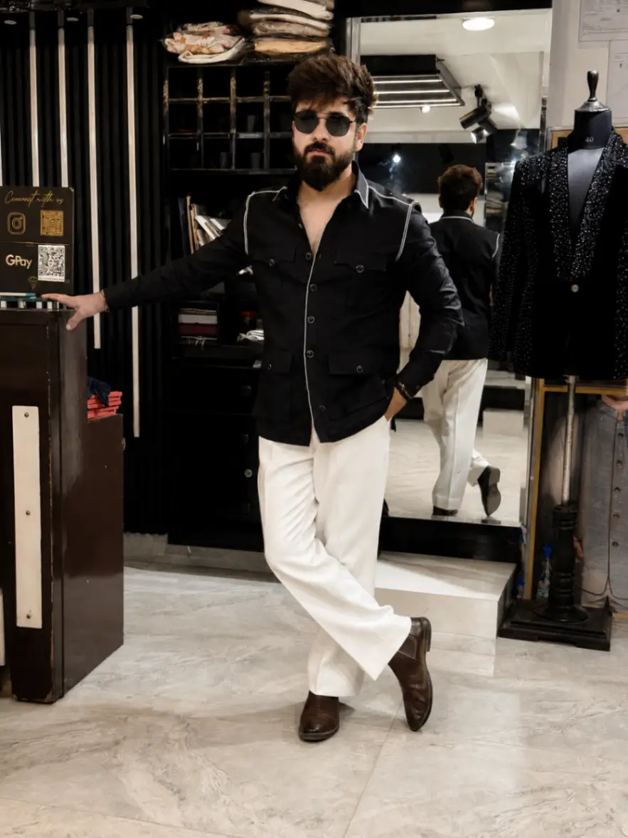 Black n White Linen Shirt view 2