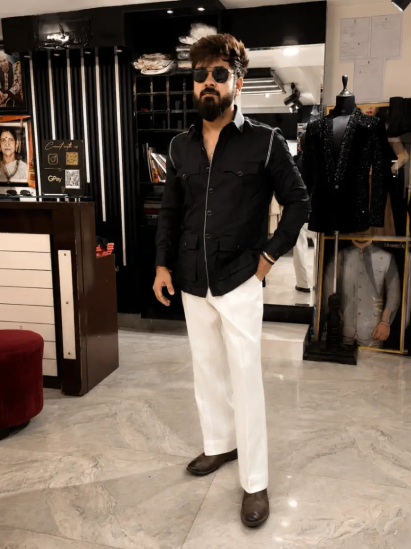 Black n White Linen Shirt view 3