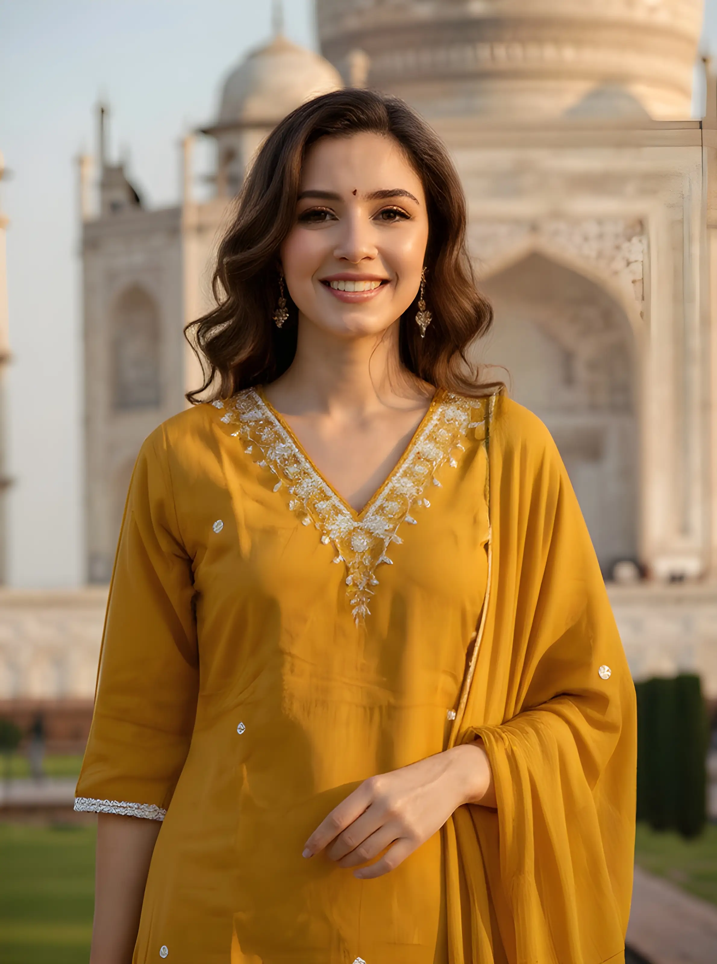 Karigari Yellow Embroidered Kurta view 3