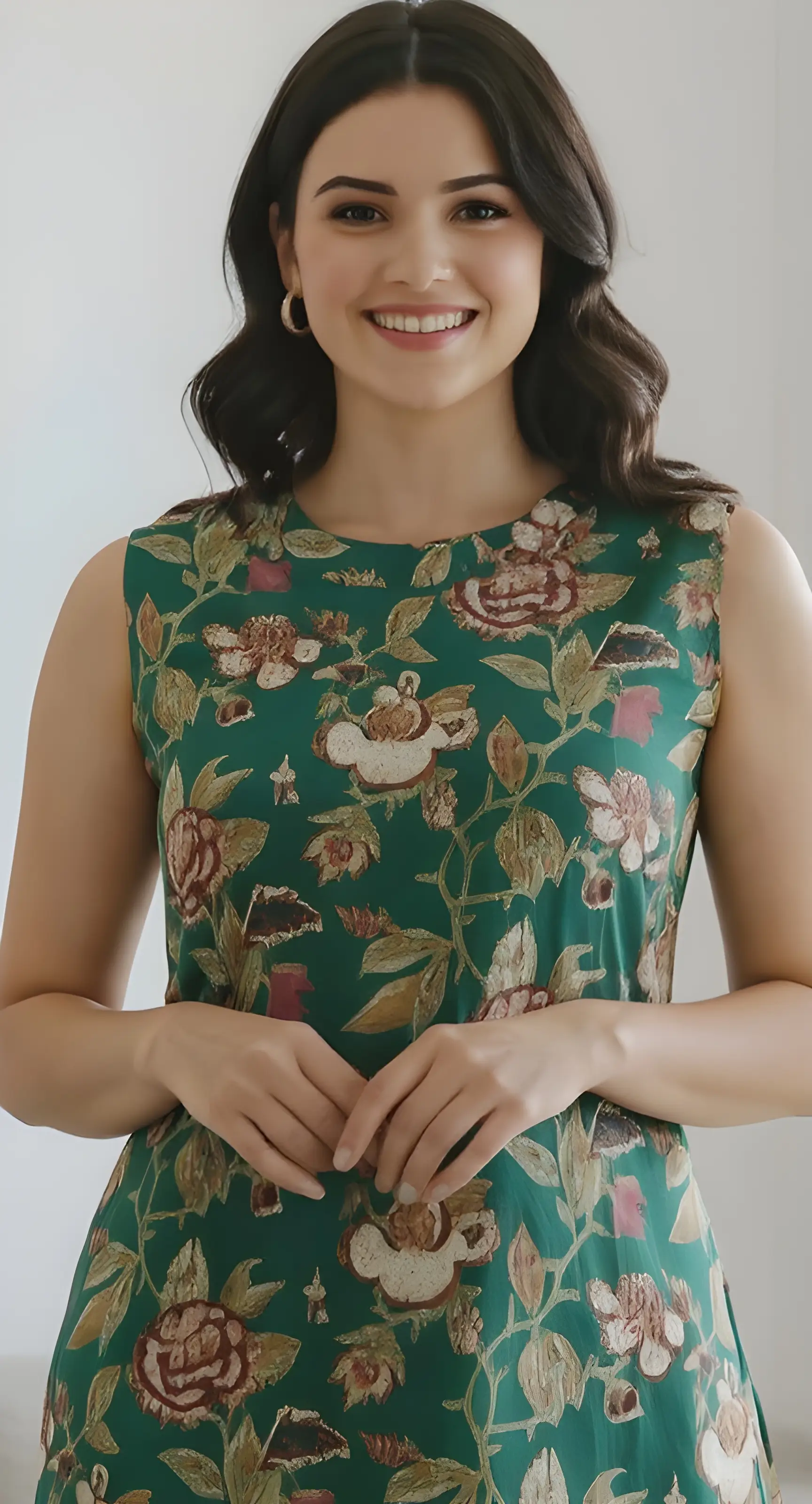 Floral Green Kurta Set view 5