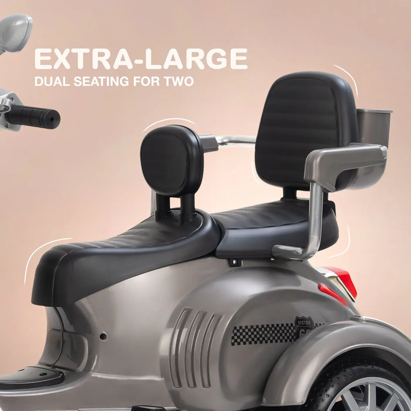 Ride-On Scooter Toy 2 seet  gray view 4
