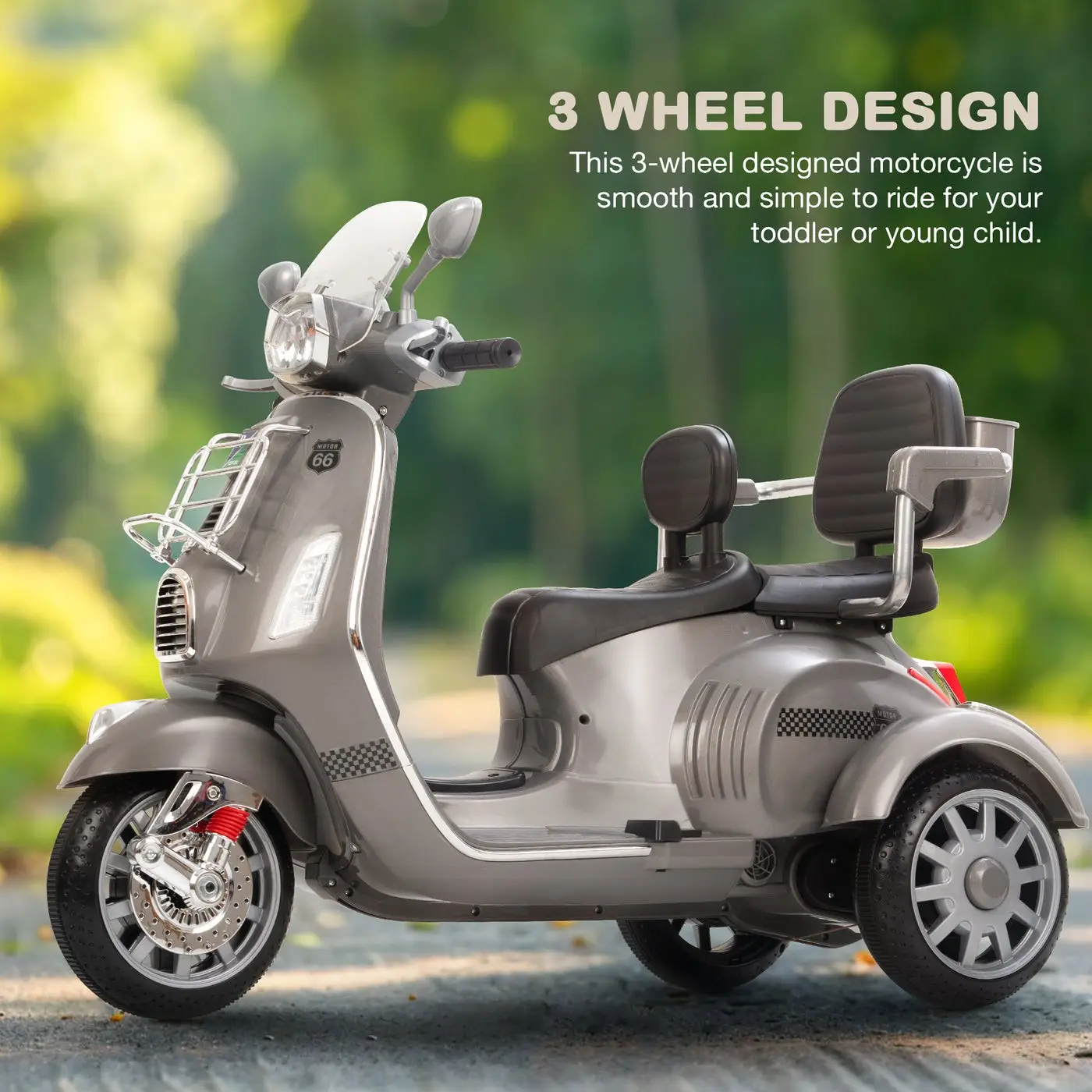 Ride-On Scooter Toy 2 seet  gray view 5