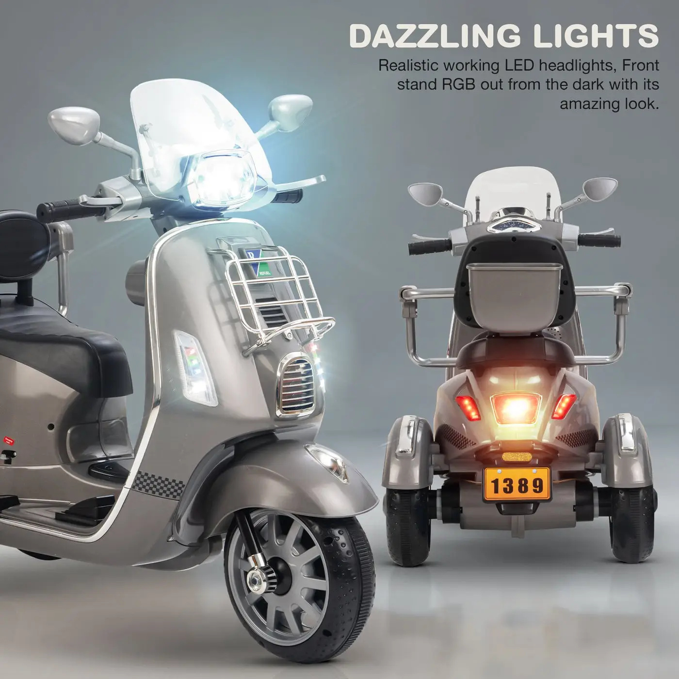 Ride-On Scooter Toy 2 seet  gray view 6