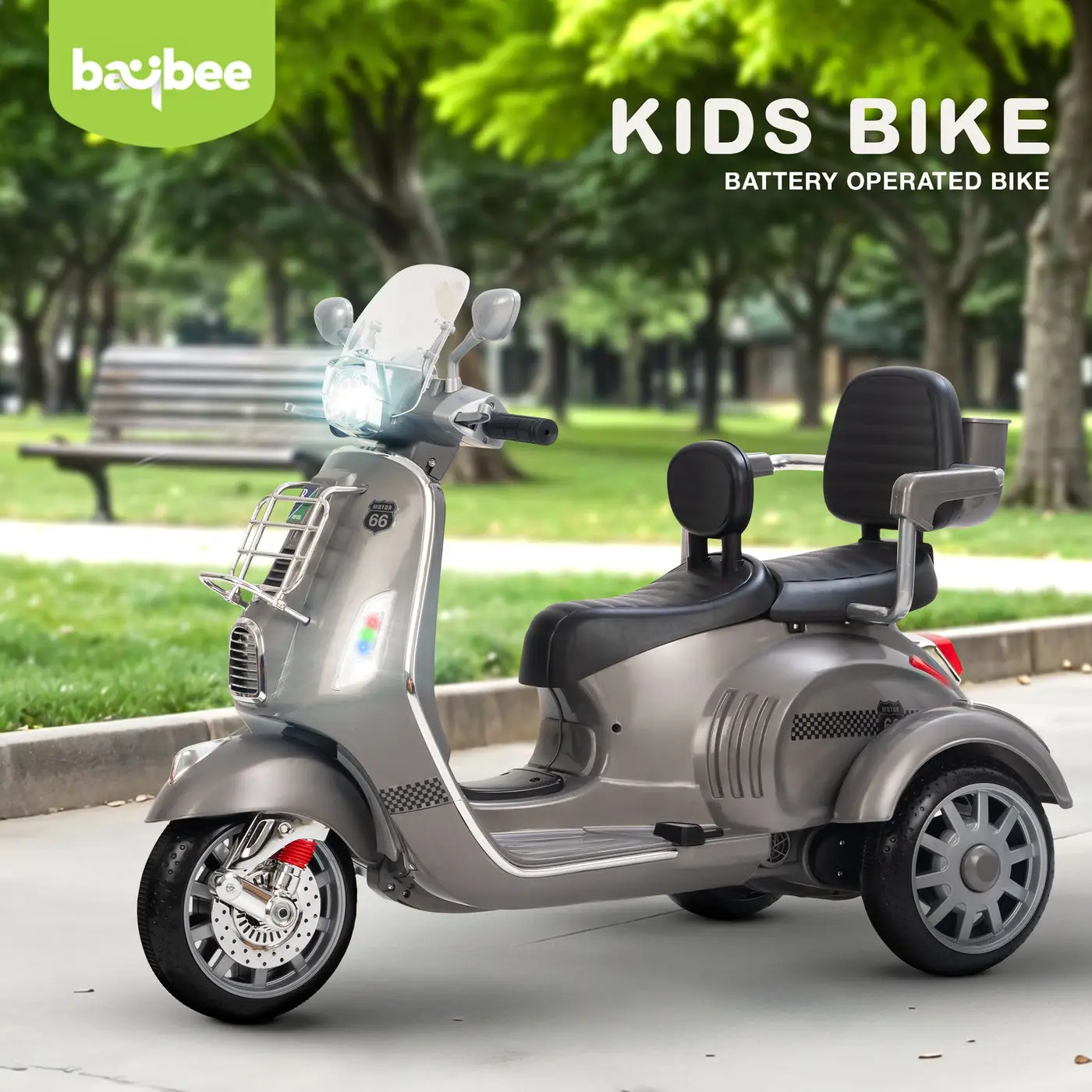 Ride-On Scooter Toy 2 seet  gray view 7