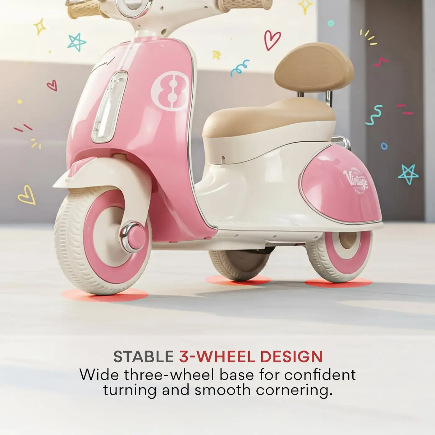 Vintage Kids Scooter pink view 5