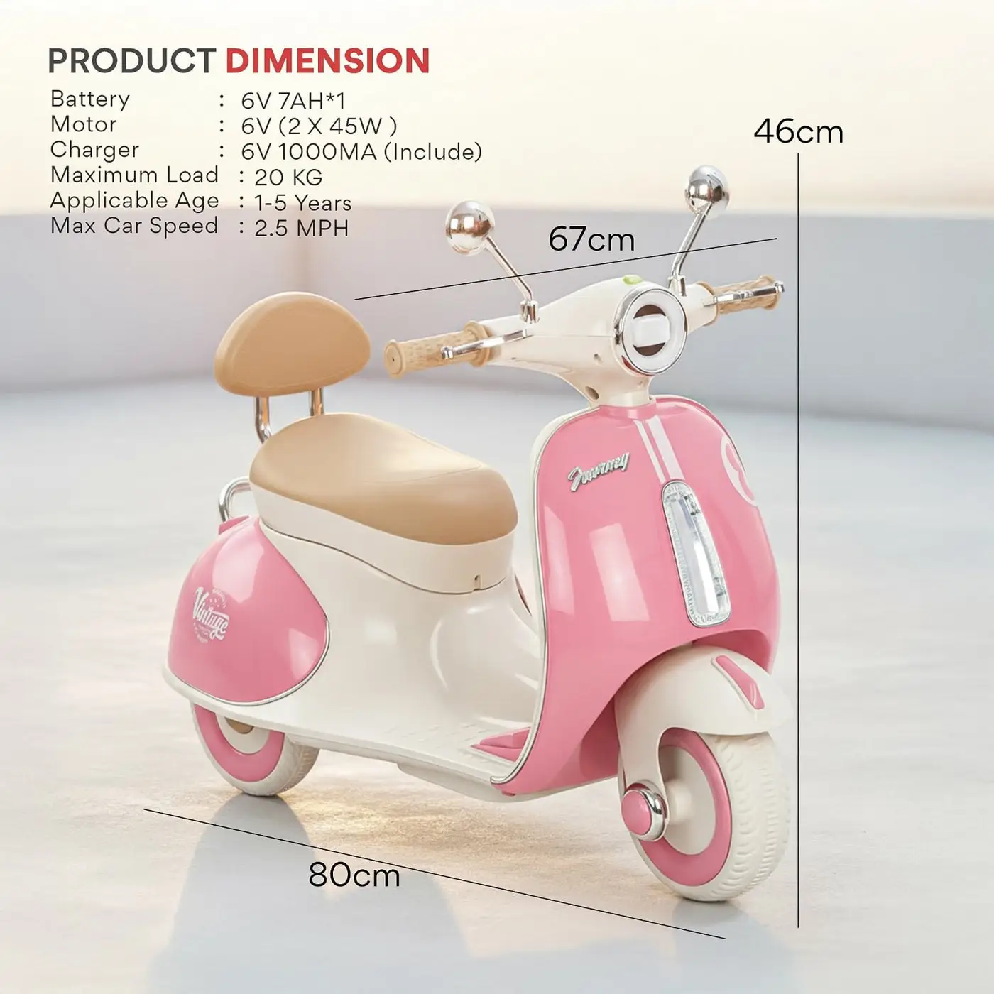 Vintage Kids Scooter pink view 7
