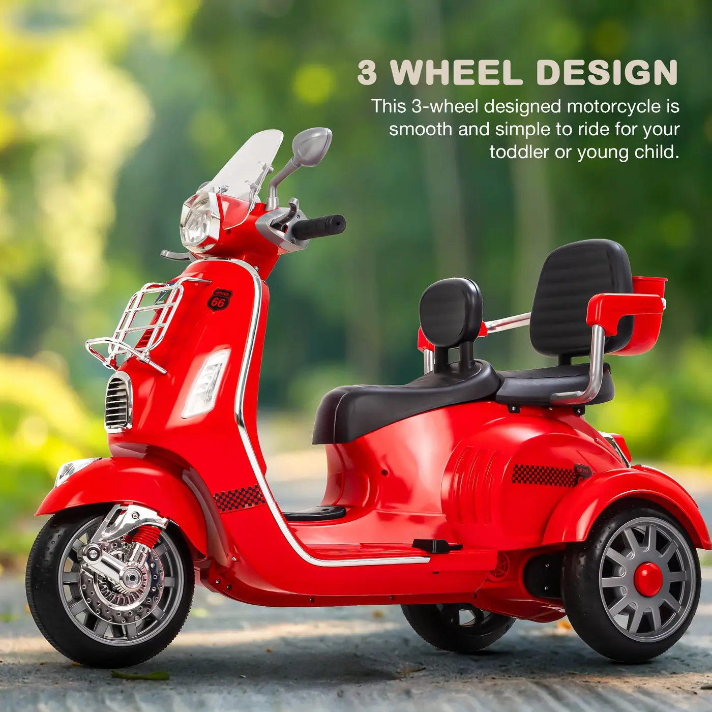 Electric Ride-On Scooter Red view 3