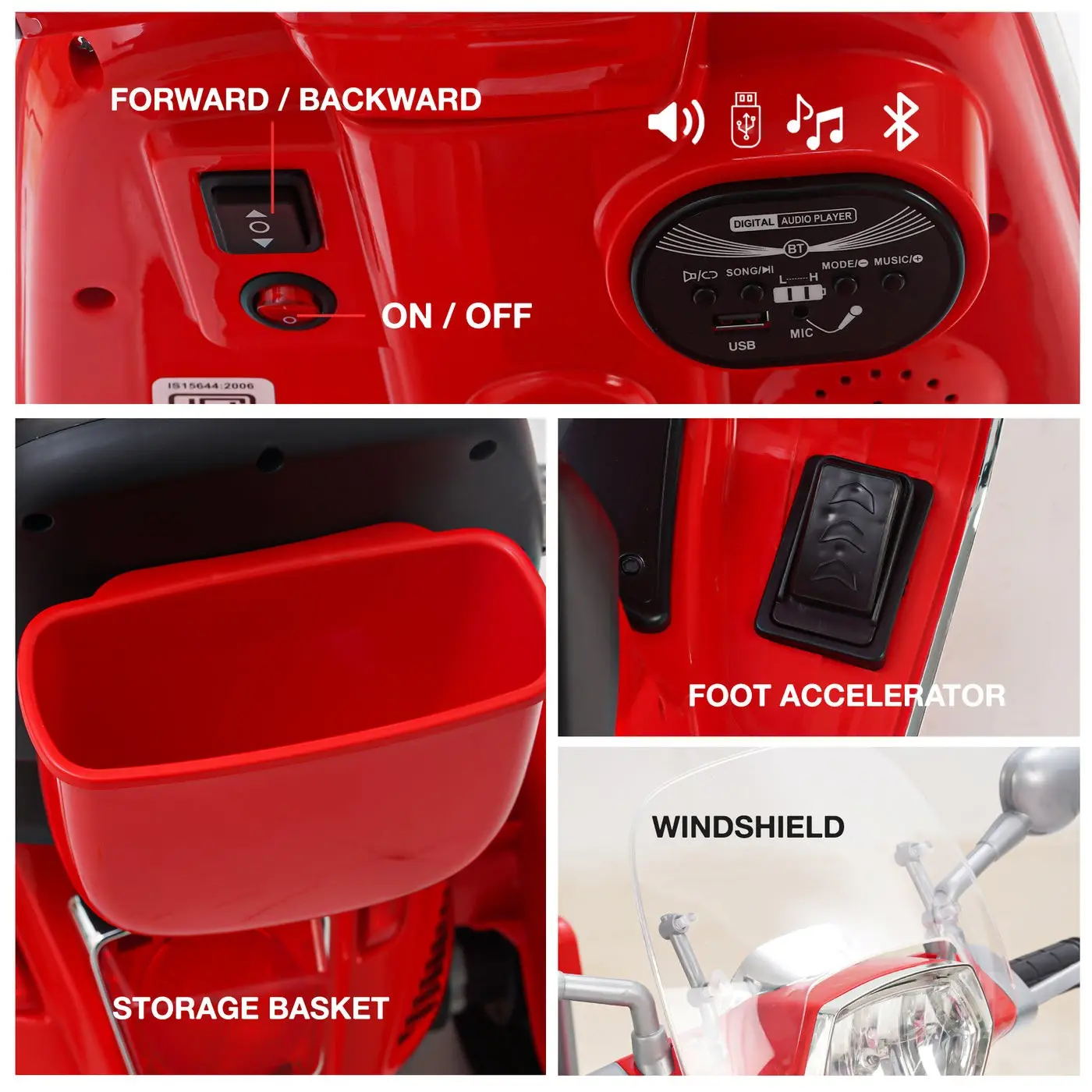 Electric Ride-On Scooter Red view 5