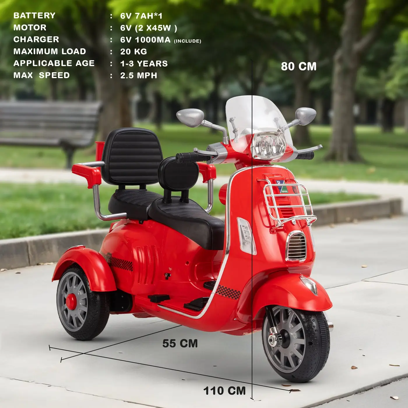 Electric Ride-On Scooter Red view 6