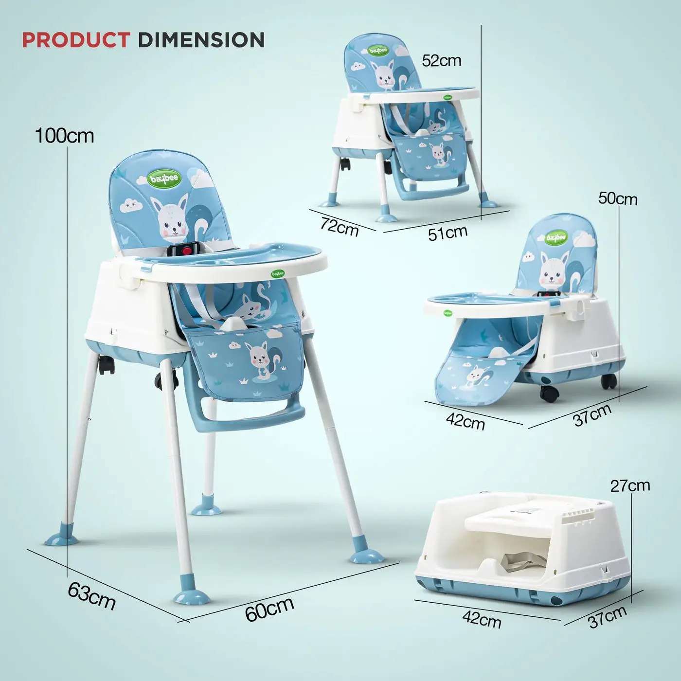 Bajbee Multi-Functional High Chair b view 4