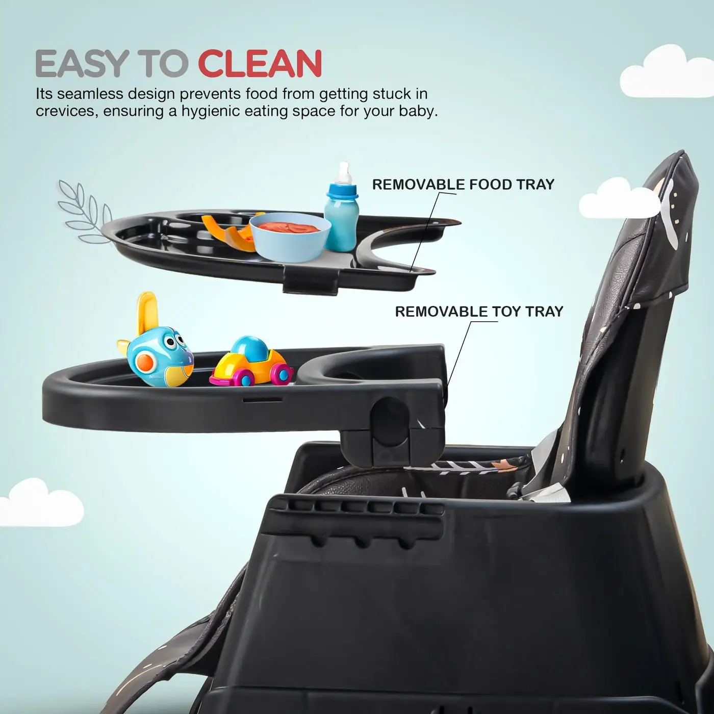 Adjustable Baby High Chair black view 5