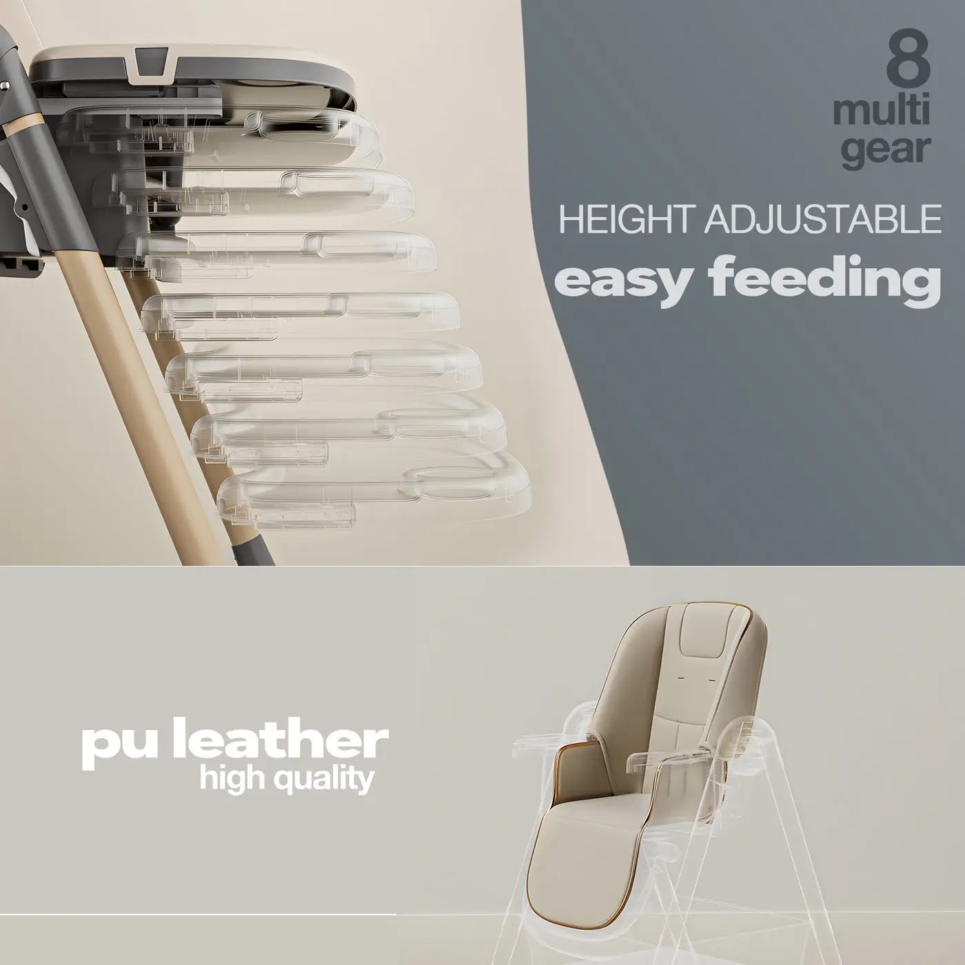 Baqbee Adjustable High Chair chocolate  view 3