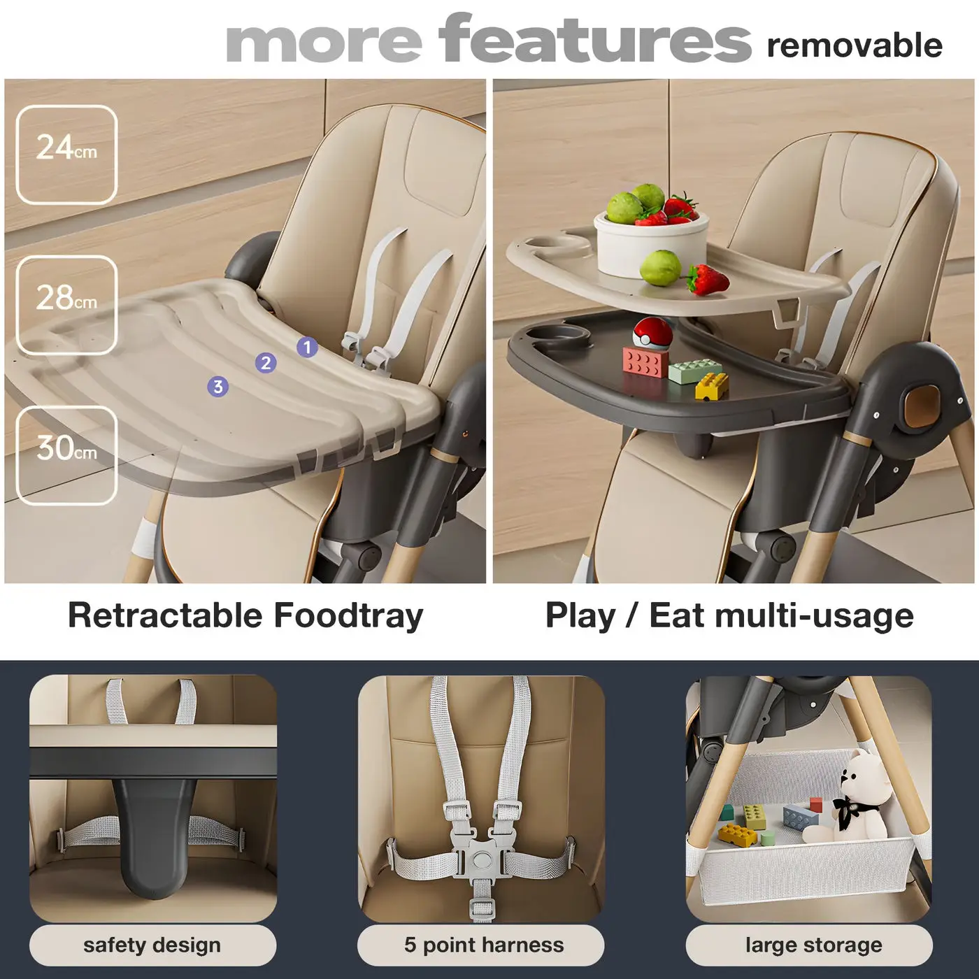 Baqbee Adjustable High Chair chocolate  view 4