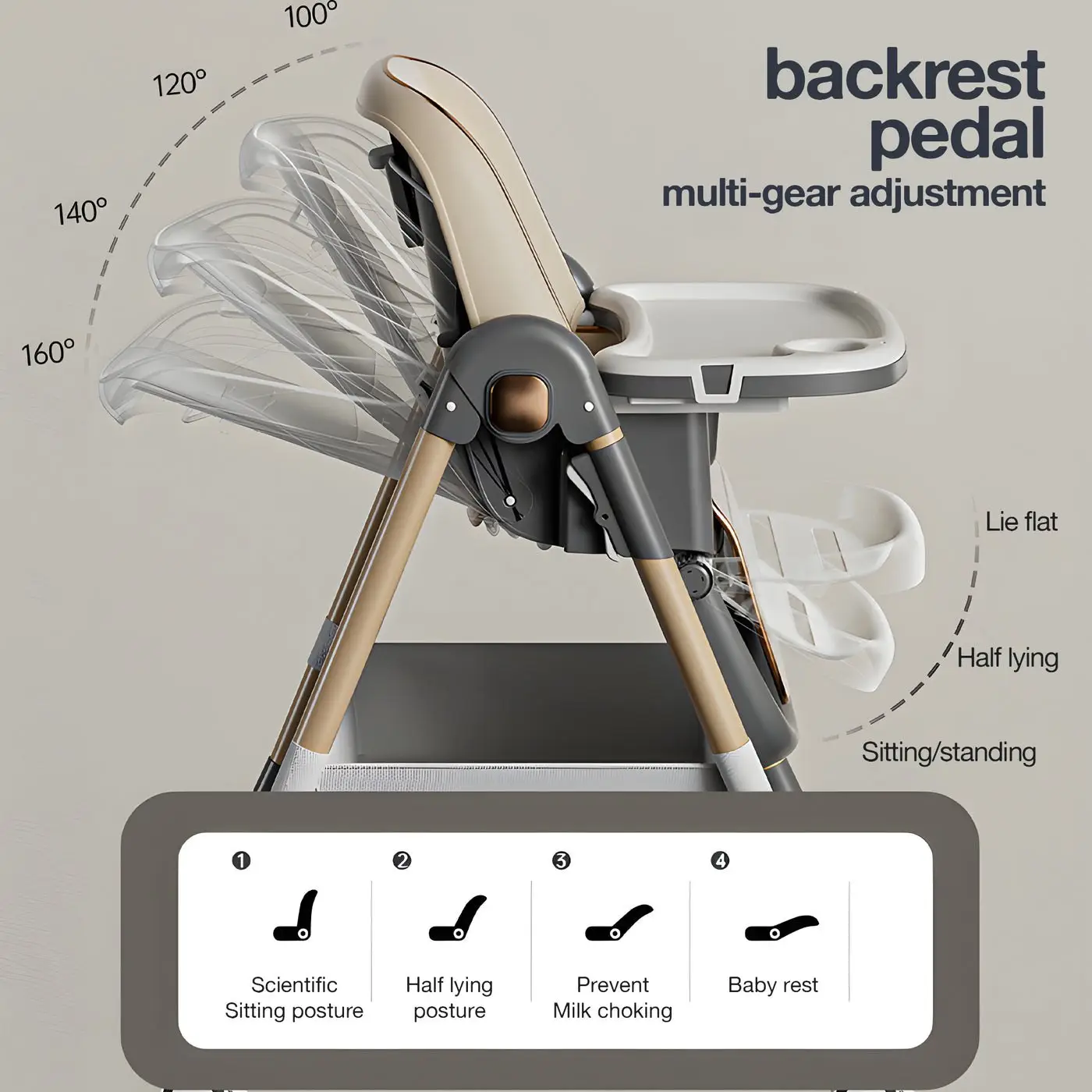 Baqbee Adjustable High Chair chocolate  view 7