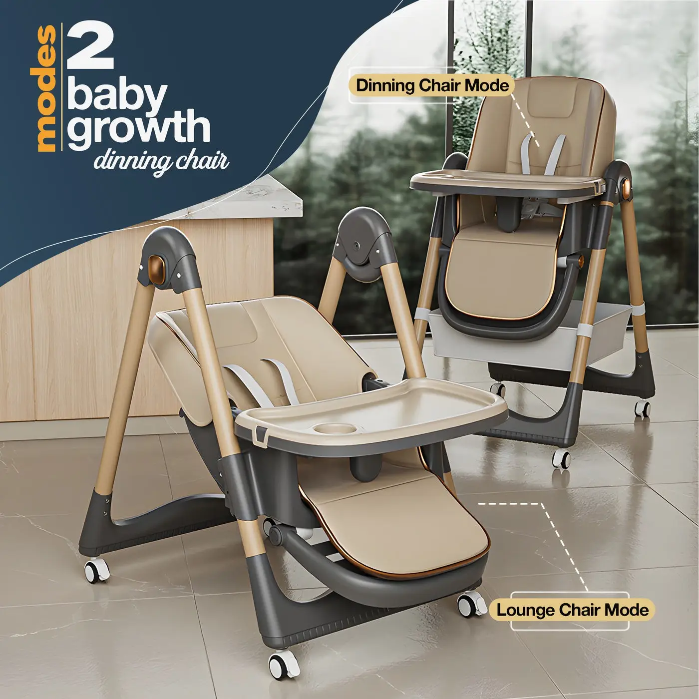 Baqbee Adjustable High Chair chocolate  view 8