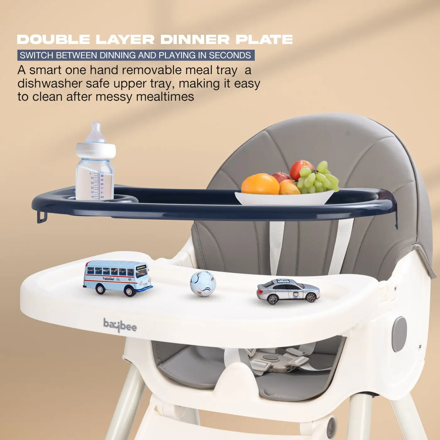 Baybee Multifunctional Baby Dining Chair grey view 4