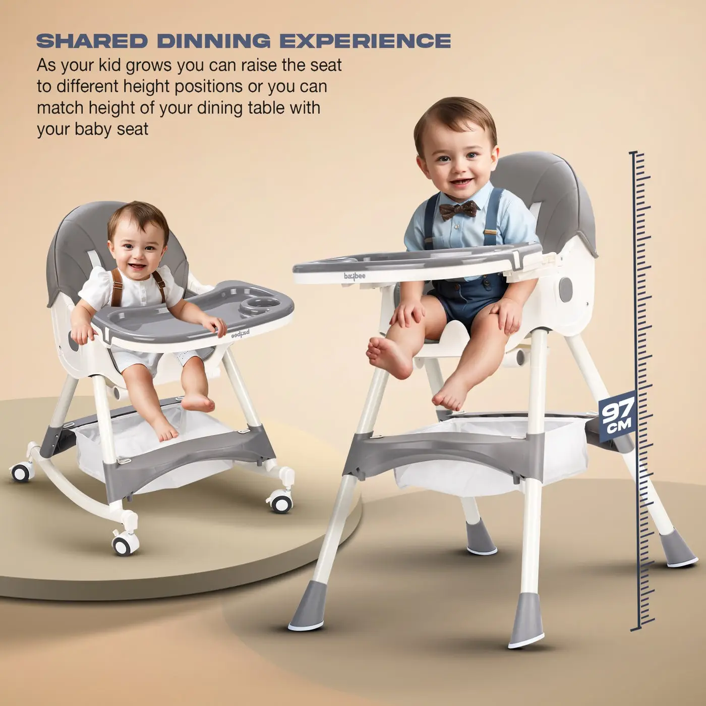 Baybee Multifunctional Baby Dining Chair grey view 6