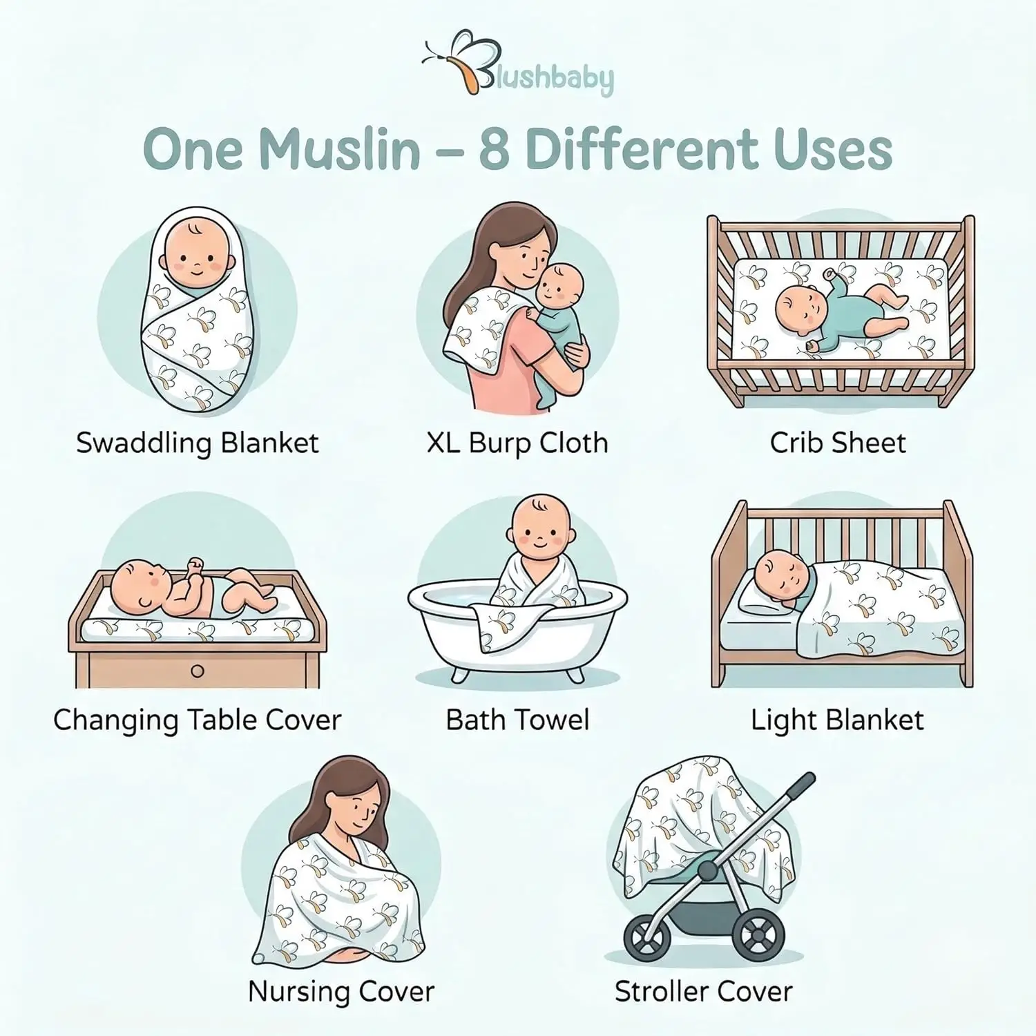 Muslin Swaddle Blankets - Krishna Born Baby view 9