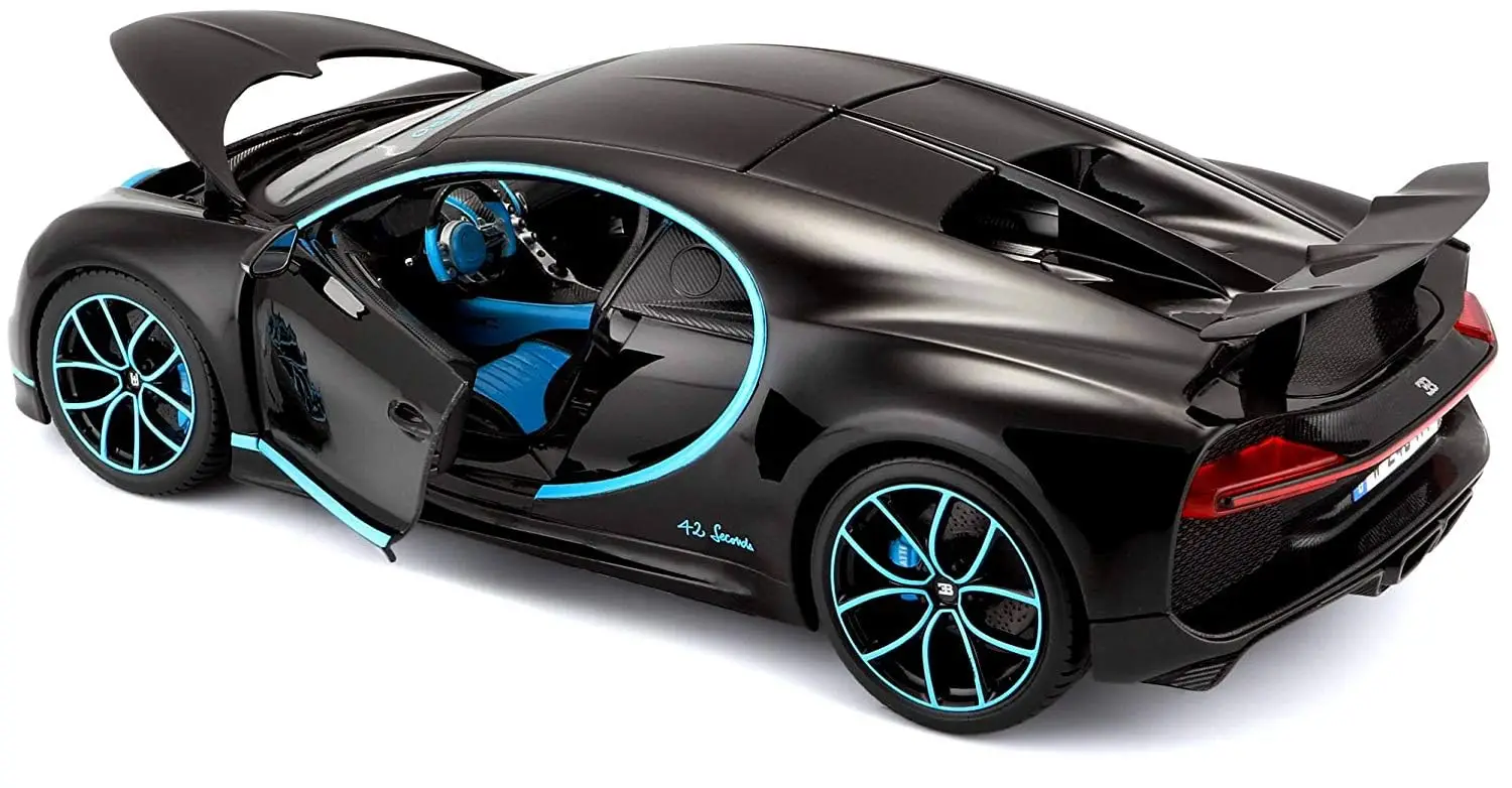 Bburago - 1/18 Scale Model Compatible Bugatti Chiron 42 Seconds Version 2017 Sports Car Model Collectible (Black) view 2
