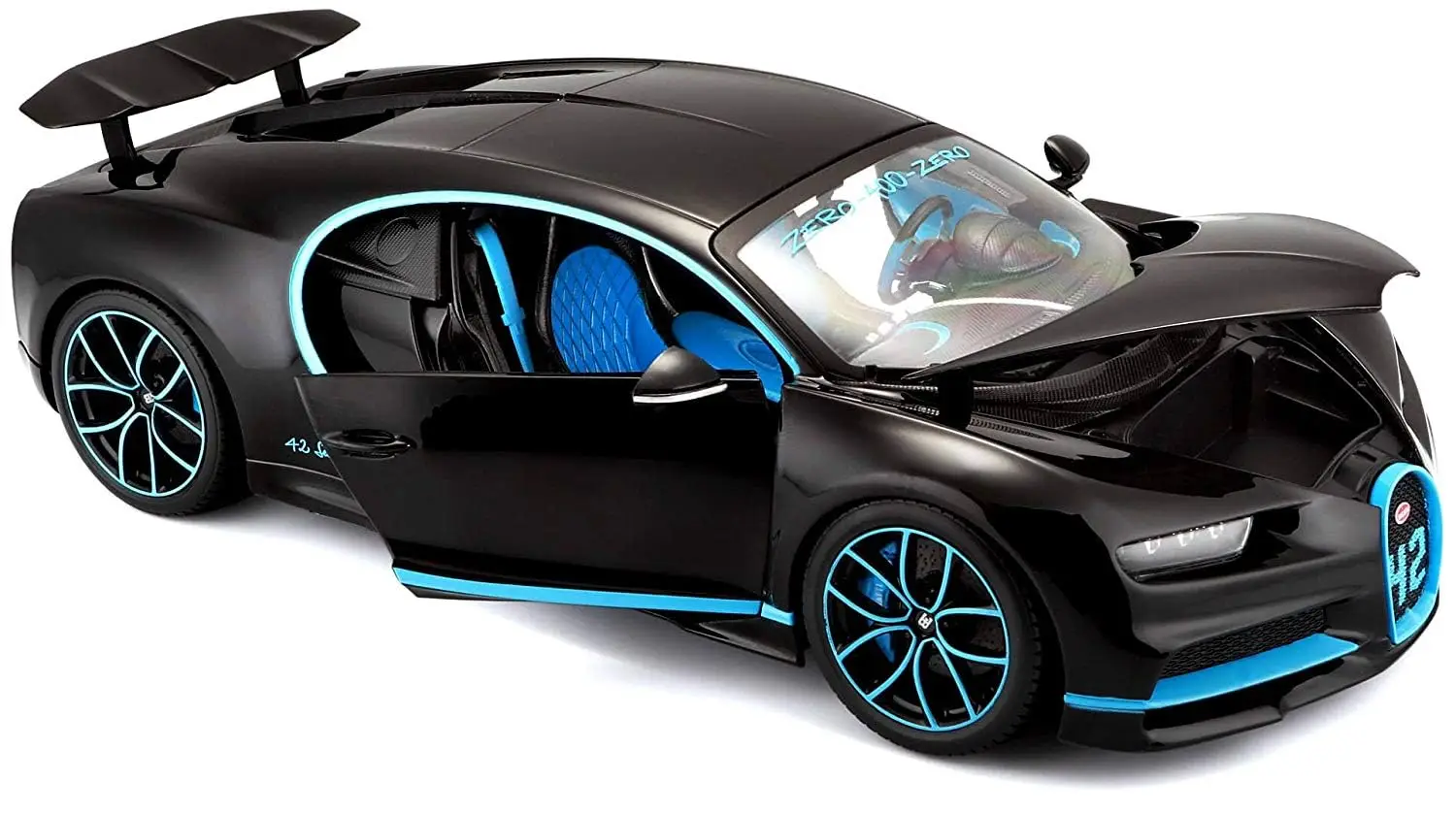 Bburago - 1/18 Scale Model Compatible Bugatti Chiron 42 Seconds Version 2017 Sports Car Model Collectible (Black) view 3