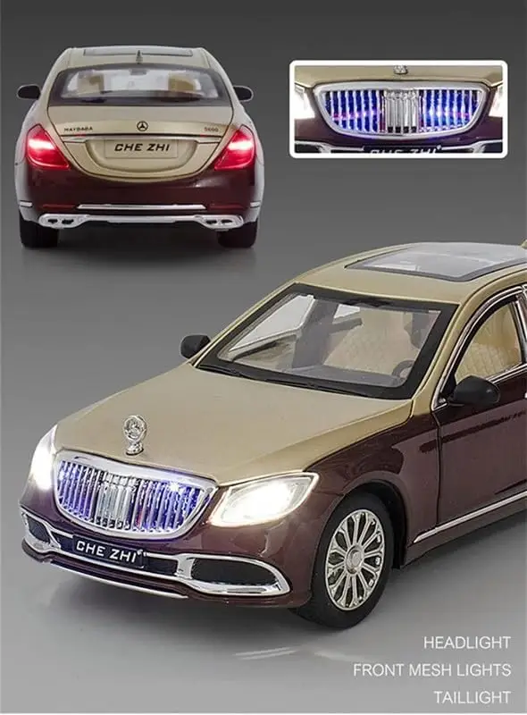 Merceedes Benz Maybach S600 1:24 Diecast Metal Car - Openable Doors, Sound&Light, Pull Back Action, Toy Car view 4
