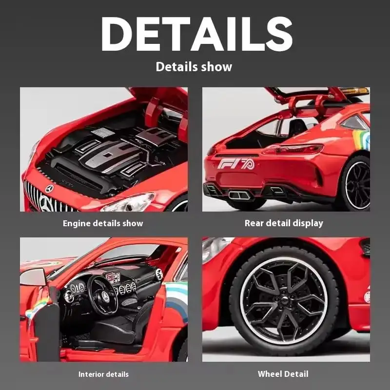 Compatible for 1:24 Marcedes Safety F1 Toy Car Model, Diecast Collectible Pull Back Model Car with Sound view 3