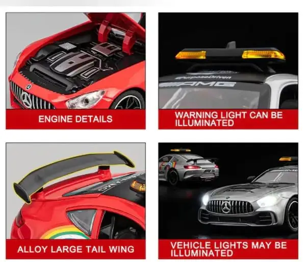 Compatible for 1:24 Marcedes Safety F1 Toy Car Model, Diecast Collectible Pull Back Model Car with Sound view 5