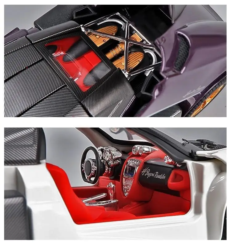 Diecast Pagani 1.24  Alloy Metal Pull Back Diecast Car Scale Model Metal Pullback Toy Car With Openable Doors & Light, Music For Gift,Party Decorations view 4