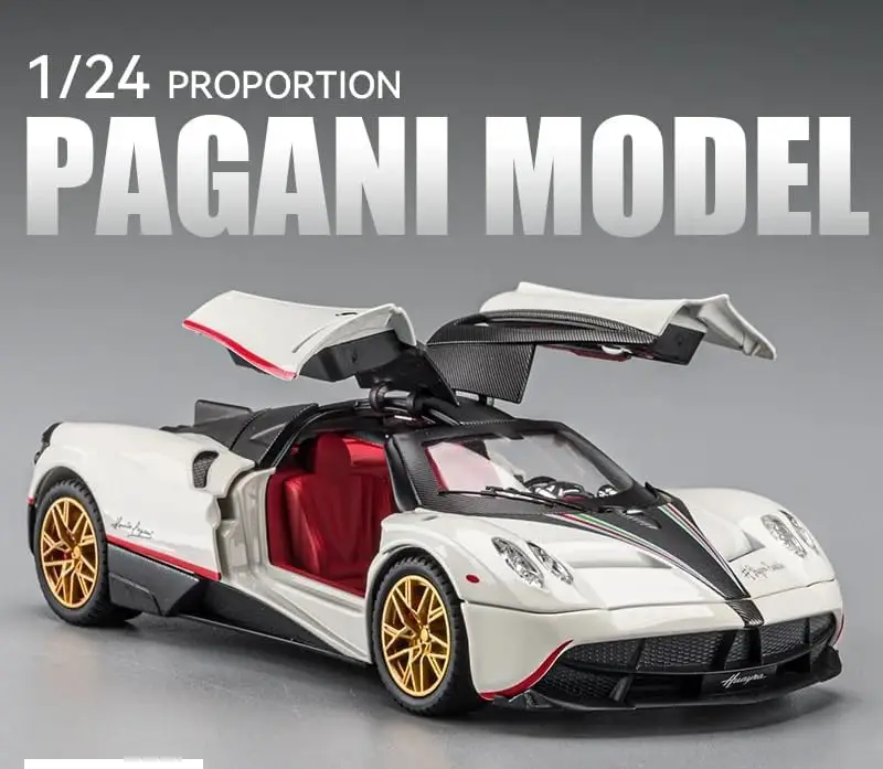 Diecast Pagani 1.24  Alloy Metal Pull Back Diecast Car Scale Model Metal Pullback Toy Car With Openable Doors & Light, Music For Gift,Party Decorations view 7