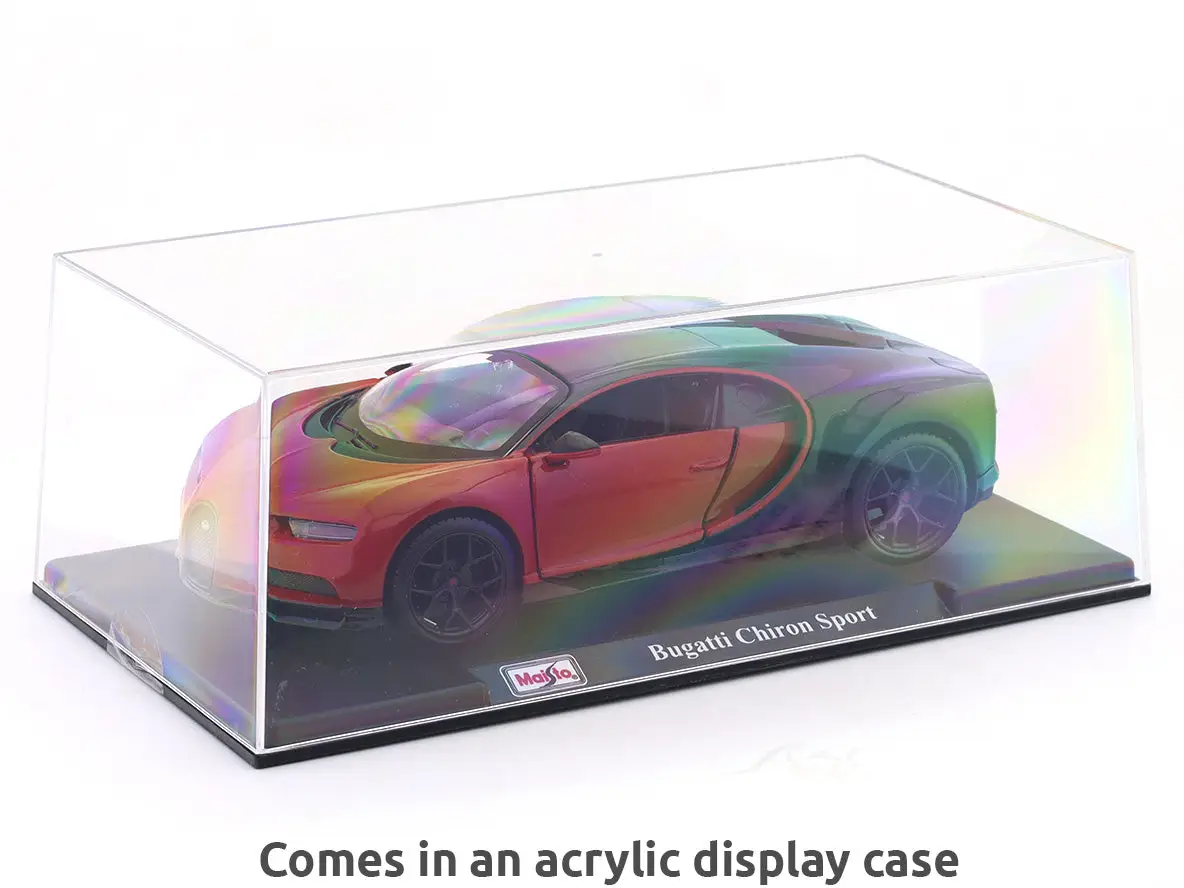Bugatti Chiron Sport Red 1:24 Maisto with Acrylic Case Licensed Diecast Scale Model Car Collectible view 2