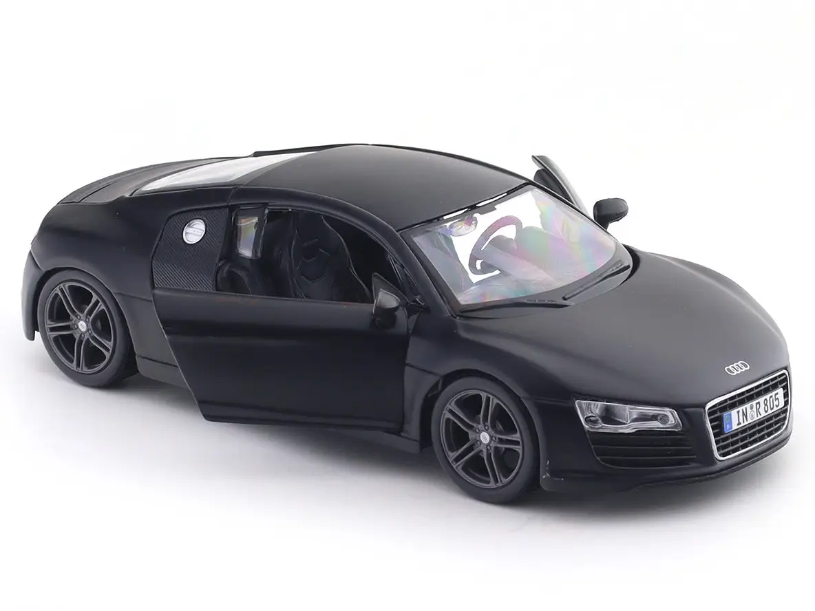 Audi R8 Matte black 1:24 Maisto with Acrylic Case Licensed Diecast Scale Model Car Collectible view 5
