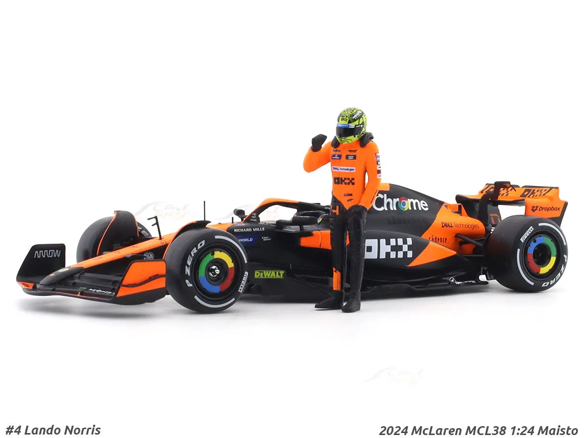 2024 McLaren MCL38 No.4 with figure 1:24 Bburago licensed diecast Scale Model car collectible
